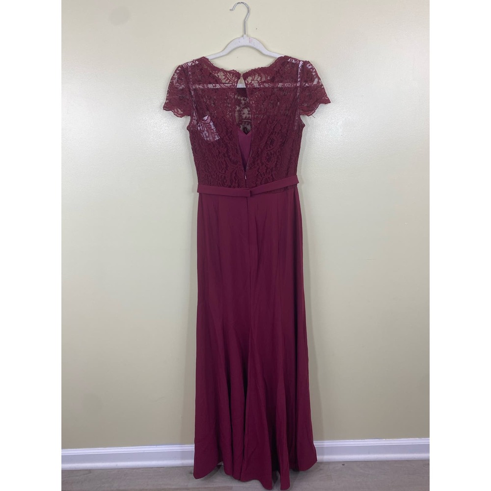 New Jenny Packham JP1001 Marquis Lace Crepe Burgundy Dress Size 8 - Picture 5 of 7